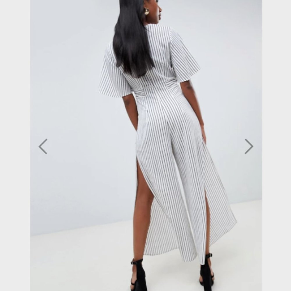 Asos Parallel Lines Plunge Front Stripe Jumpsuit S - image 2